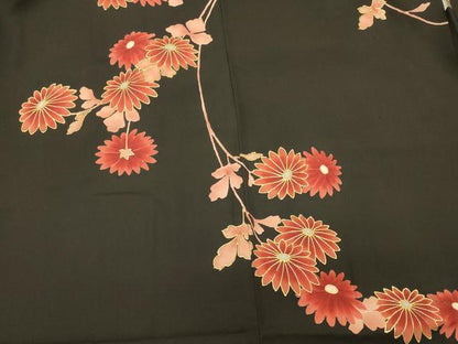平和屋着物＃羽織　枝菊文　黒地　金彩　正絹　逸品　CABM0393in