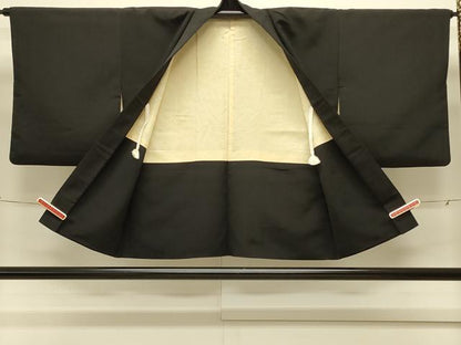 平和屋着物＃羽織　寿光織　花蝶文　黒地　金銀糸　正絹　逸品　CABM0394in
