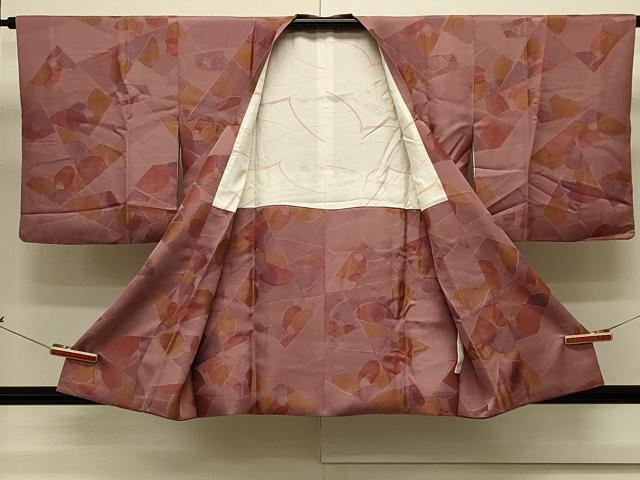平和屋着物＃道行コート　地紋起こし　幾何学文様　正絹　逸品　CABM0399in