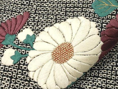 平和屋着物●九寸開き名古屋帯　総絞り　総手刺繍　草花文　金糸　松葉仕立て　正絹　逸品　CABM0402dy