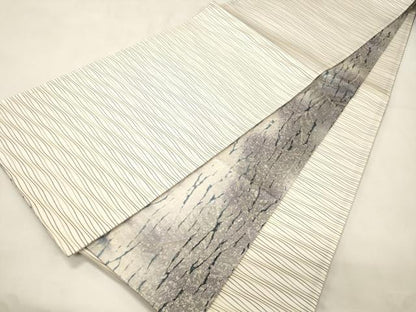 平和屋着物●両面 全通柄袋帯 杢目文 金通し地 正絹 逸品 CABM0410dy