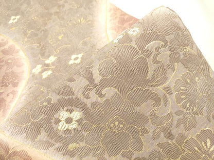 平和屋着物●六通柄袋帯 輪奈織 更紗文 金糸 正絹 逸品 CABM0414dy