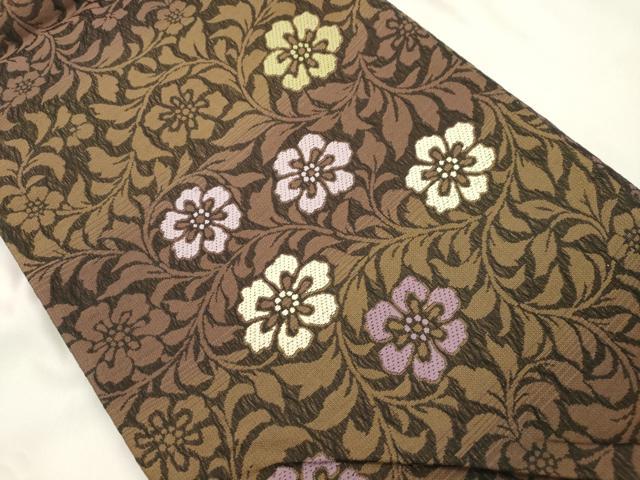 平和屋着物▽両面　全通柄袋帯　スリーシーズン　春夏秋　櫛織　草花文　正絹　逸品　CABM0418dy