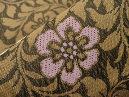 平和屋着物▽両面　全通柄袋帯　スリーシーズン　春夏秋　櫛織　草花文　正絹　逸品　CABM0418dy
