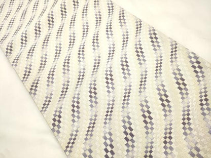 平和屋着物●六通柄袋帯 流彩市松文 金糸 正絹 逸品 未使用 CABM0419dy