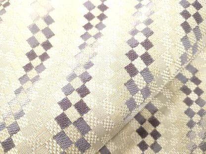 平和屋着物●六通柄袋帯 流彩市松文 金糸 正絹 逸品 未使用 CABM0419dy