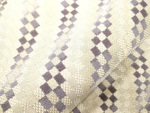 平和屋着物●六通柄袋帯 流彩市松文 金糸 正絹 逸品 未使用 CABM0419dy