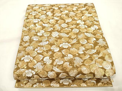 平和屋着物●洛楽人工房 全通柄袋帯 宝尽くし文 金糸 正絹 逸品 CABM0420dy