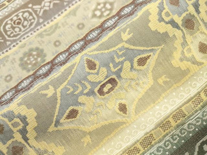 平和屋着物●両面 六通柄袋帯 幾何学文 正絹 逸品 未使用 CABM0423dy