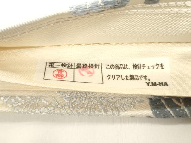 平和屋着物●六通柄袋帯 唐織 藍 葡萄蔦の葉文 正絹 逸品 CABM0424dy