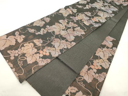 平和屋着物●六通柄袋帯　葡萄蔦の葉文　正絹　逸品　未使用　CABM0429dy