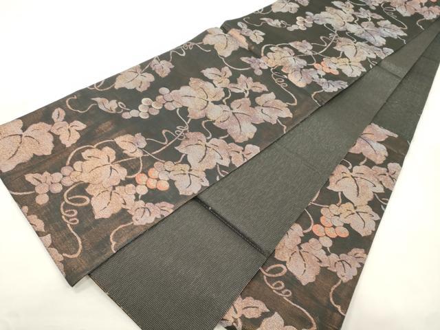 平和屋着物●六通柄袋帯　葡萄蔦の葉文　正絹　逸品　未使用　CABM0429dy