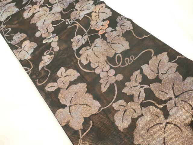 平和屋着物●六通柄袋帯　葡萄蔦の葉文　正絹　逸品　未使用　CABM0429dy