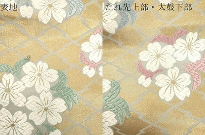 平和屋着物●山口美術織物　唐織の織匠　山口成三郎謹織　六通柄袋帯　唐織　松皮小桜文　正絹　逸品　CABM0430dy