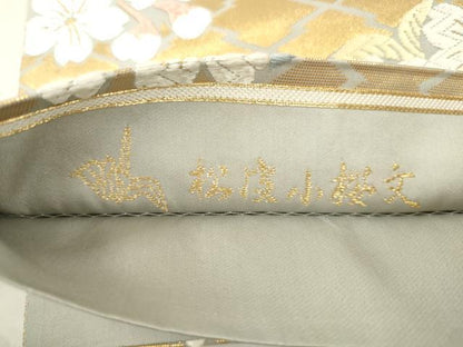 平和屋着物●山口美術織物　唐織の織匠　山口成三郎謹織　六通柄袋帯　唐織　松皮小桜文　正絹　逸品　CABM0430dy