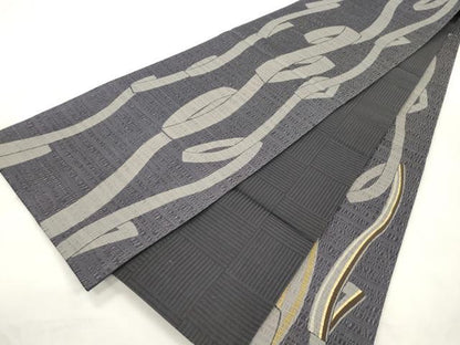 平和屋着物▽全通柄袋帯　スリーシーズン　春夏秋　刺繍　抽象文様　金彩　正絹　逸品　CABM0437dy