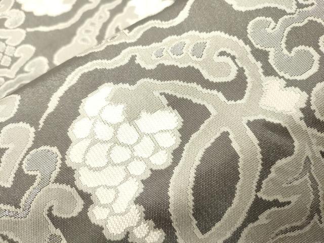 平和屋着物●両面　六通柄袋帯　葡萄蔦の葉文　銀糸　正絹　逸品　CABM0439dy