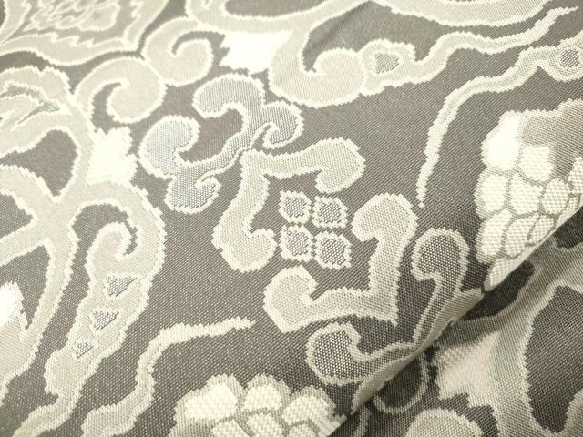 平和屋着物●両面　六通柄袋帯　葡萄蔦の葉文　銀糸　正絹　逸品　CABM0439dy