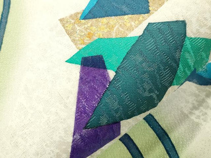 平和屋着物●両面 全通柄袋帯 作家物 箔散らし文 金彩 銀通し地 正絹 逸品 未使用 CABM0440dy