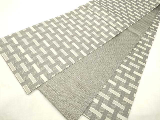 平和屋着物●全通柄袋帯　大島紬地　幾何学文　証紙付き　正絹　逸品　CABM0441dy