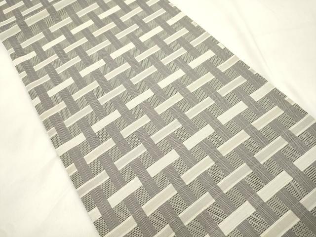 平和屋着物●全通柄袋帯　大島紬地　幾何学文　証紙付き　正絹　逸品　CABM0441dy