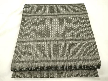 平和屋着物●全通柄袋帯 幾何学文 銀糸 正絹 逸品 未使用 CABM0443dy