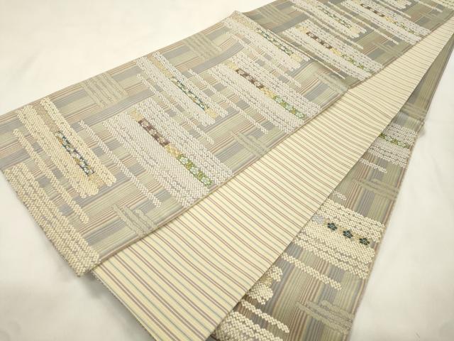 平和屋着物●両面　六通柄袋帯　モール　横段花文　金銀糸　正絹　逸品　CABM0450dy