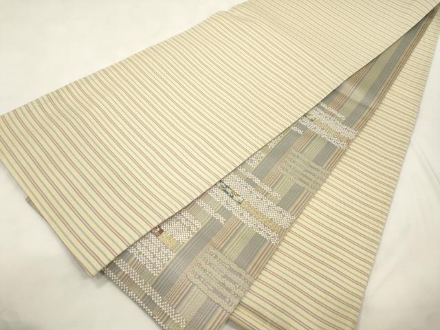 平和屋着物●両面　六通柄袋帯　モール　横段花文　金銀糸　正絹　逸品　CABM0450dy
