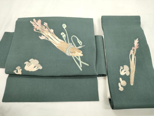 平和屋着物●つけ帯　友禅　茸　鬼しぼ縮緬　正絹　逸品　CABM0456dy