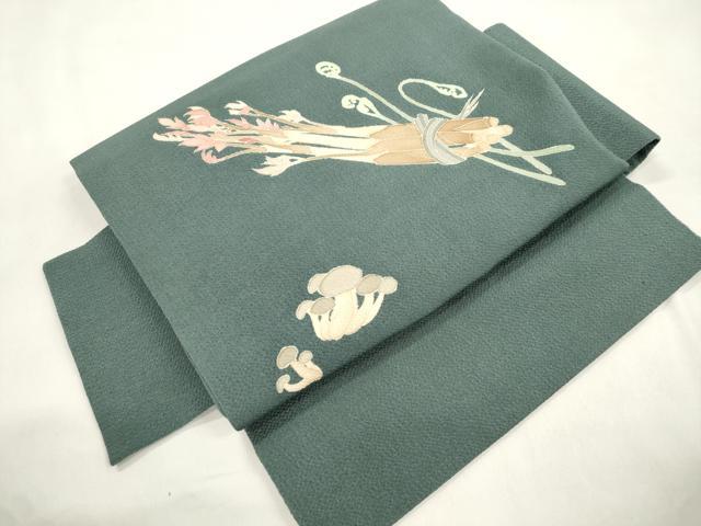 平和屋着物●つけ帯　友禅　茸　鬼しぼ縮緬　正絹　逸品　CABM0456dy
