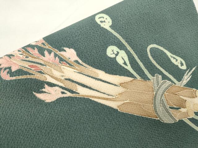 平和屋着物●つけ帯　友禅　茸　鬼しぼ縮緬　正絹　逸品　CABM0456dy