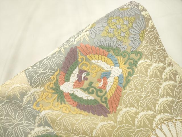 平和屋着物●西陣　　芳彩美術織物　ワンタッチつけ帯　唐織　花鳥丸文　正絹　逸品　CABM0470dy