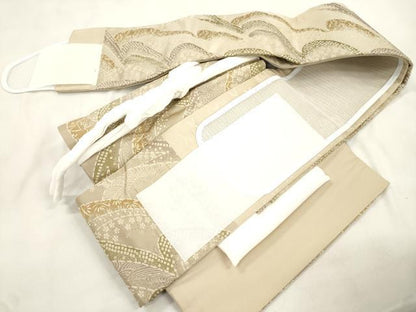 平和屋着物●こむさでもーど・COMME CA DU MODE　ワンタッチつけ帯　草花文　正絹　逸品　CABM0472dy