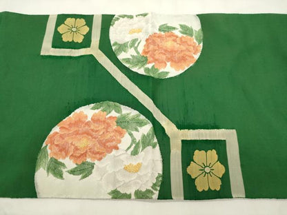 平和屋着物●太鼓柄袋帯　すくい織　蜀江花文　正絹　逸品　CABM0478dy
