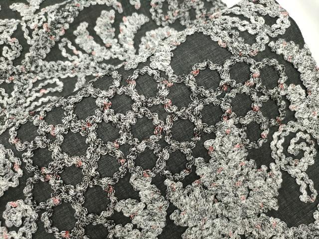 平和屋着物●染織デザイナー　堀口無月 　MUGETSU　チュール織　六通柄袋帯　唐草文　正絹　逸品　CABM0480dy