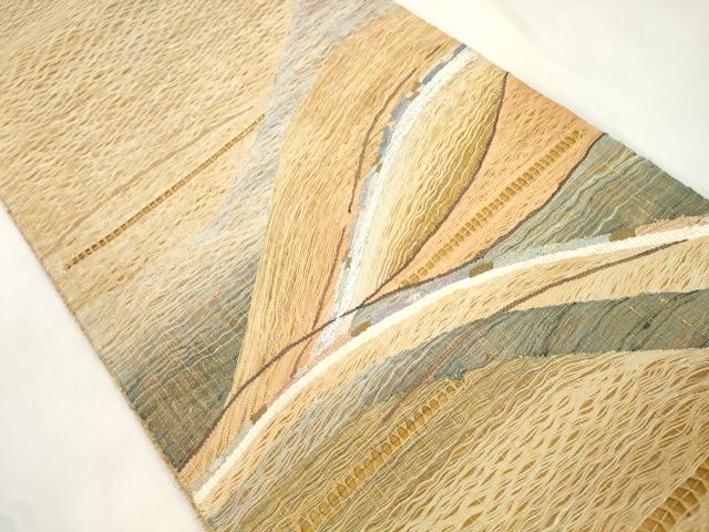 平和屋着物▽太鼓柄袋帯　スリーシーズン　春夏秋　すくい織　幾何学文　正絹　逸品　CABM0483dy