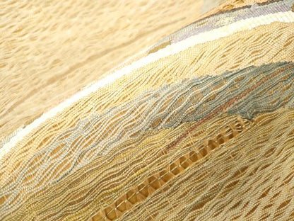 平和屋着物▽太鼓柄袋帯　スリーシーズン　春夏秋　すくい織　幾何学文　正絹　逸品　CABM0483dy