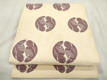 平和屋着物●俵屋　人間国宝　喜多川平朗  有職織物　九寸開き名古屋帯　唐織　向い鳥丸文　正絹　逸品　CABM0489dy