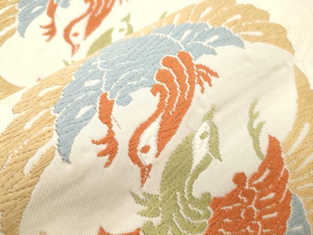 平和屋着物●九寸開き名古屋帯　唐織　向い鳥文　正絹　逸品　CABM0494dy