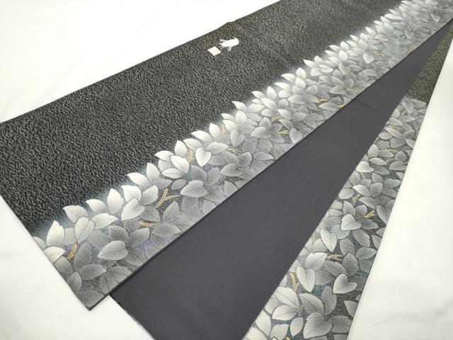 平和屋着物●東京友禅　菅有鬼一　六通柄袋帯　鷺　銀通し地　正絹　逸品　CABM0510dy