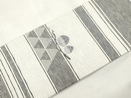 平和屋着物●九寸名古屋帯　紙布　梟　正絹　逸品　CABM0512dy