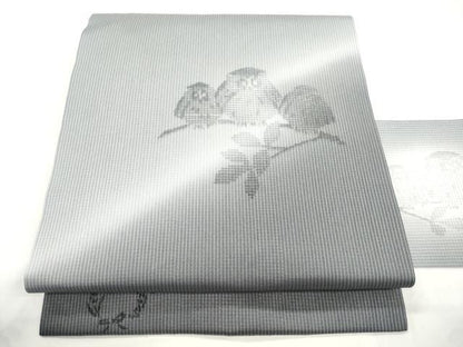 平和屋着物●九寸名古屋帯　ビロード　一刀彫　梟　正絹　逸品　CABM0516dy