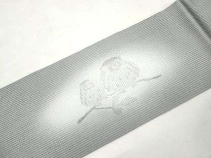 平和屋着物●九寸名古屋帯　ビロード　一刀彫　梟　正絹　逸品　CABM0516dy
