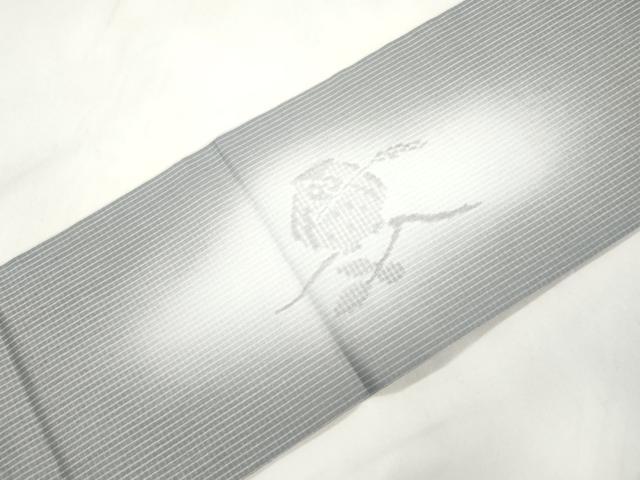 平和屋着物●九寸名古屋帯　ビロード　一刀彫　梟　正絹　逸品　CABM0516dy