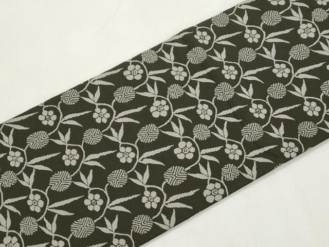 平和屋着物●全通柄九寸名古屋帯　紹巴　草花文　正絹　逸品　CABM0518dy