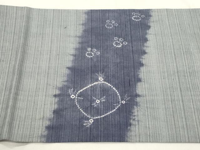 平和屋着物●九寸開き名古屋帯　紬地　絞り　猫　正絹　逸品　CABM0521dy