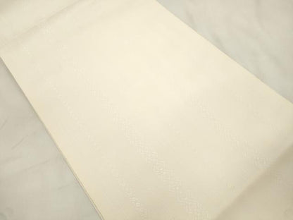 平和屋着物●本場筑前博多織　八寸名古屋帯　献上　鳥の子色　正絹　逸品　未使用　CABM0522dy