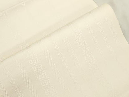 平和屋着物●本場筑前博多織　八寸名古屋帯　献上　鳥の子色　正絹　逸品　未使用　CABM0522dy