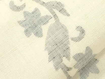 平和屋着物●九寸名古屋帯　紬地　草花文　正絹　逸品　CABM0523dy