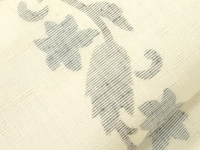 平和屋着物●九寸名古屋帯　紬地　草花文　正絹　逸品　CABM0523dy